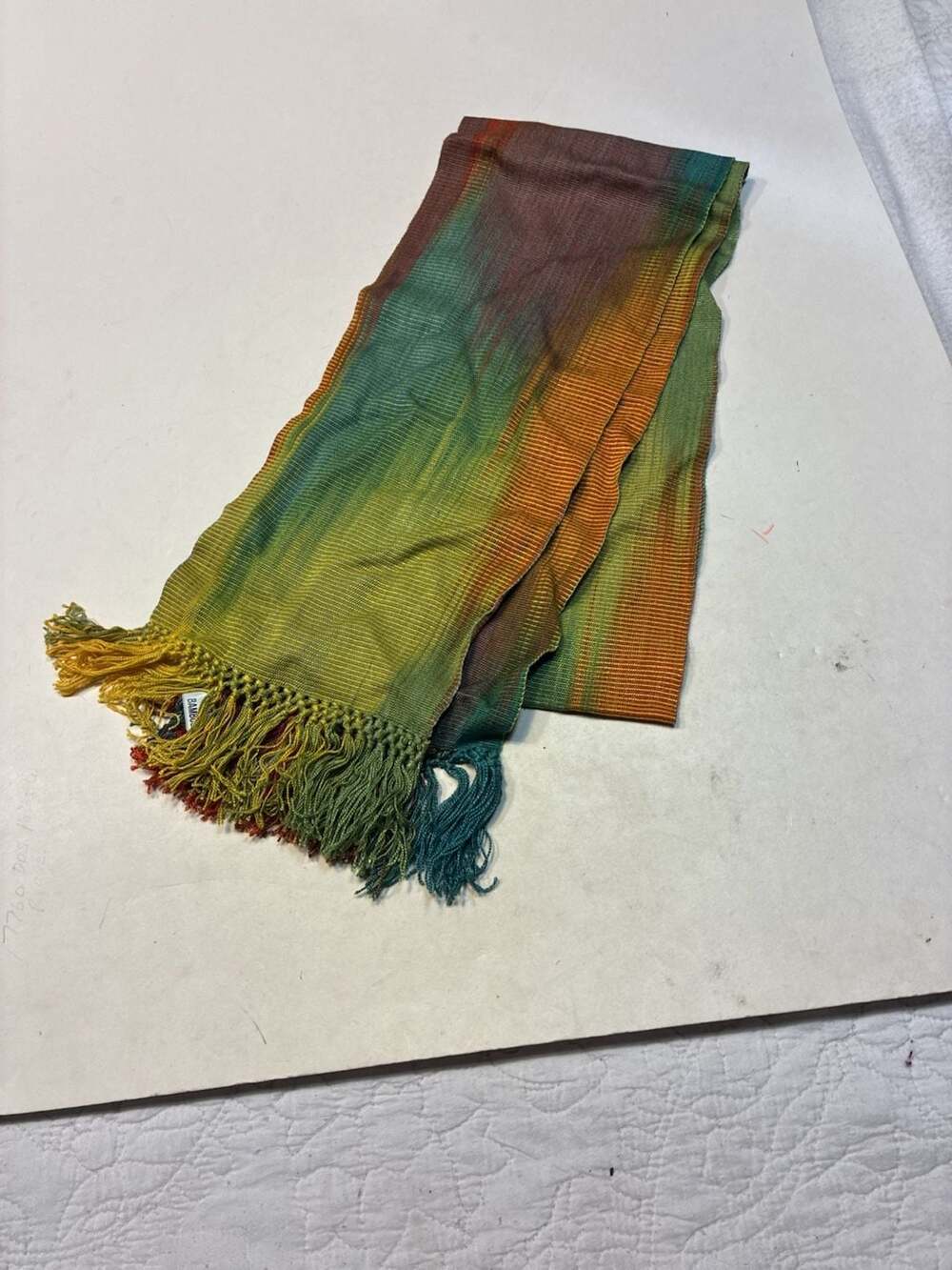 Novica Handwoven 100% Bamboo Multicolor Fringe Scarf Wrap
